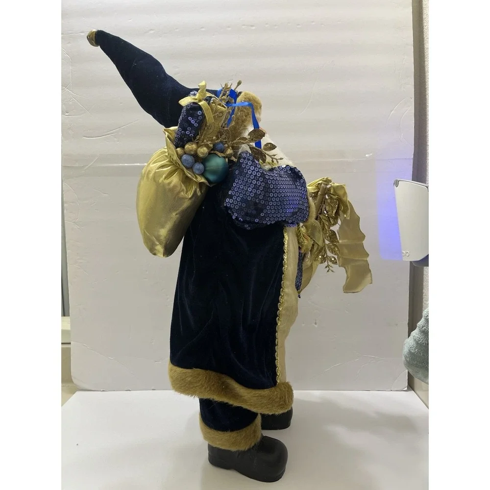 Blue & Gold Santa Figure Standing Large 28x12
